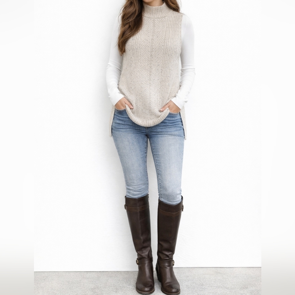 Talbots Oatmeal mock sweater vest
